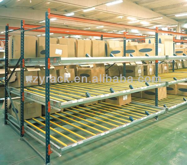 Sistema de estantes de fluxo de caixas para armazém, fácil de montar, fabricado na China.