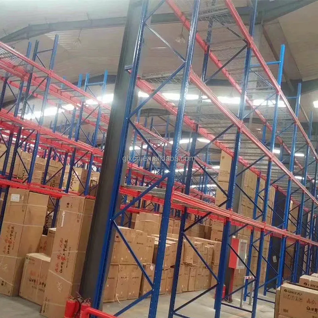 Sistema de estantes industriais desmontáveis ​​para fábrica, em aço laminado a frio de 5 camadas, com revestimento em pó epóxi, para serviço pesado. Vigas de 2000 mm de espessura.