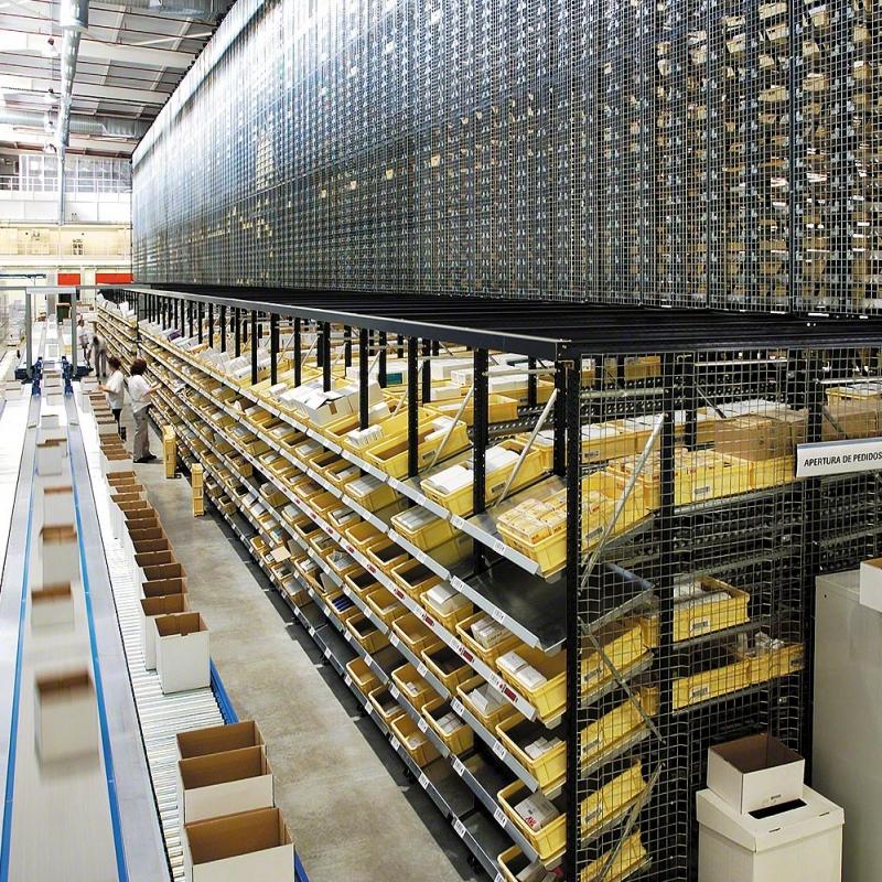 Rack de fluxo por gravidade para caixas de papelão, de alta eficiência, durável e resistente, com 5 camadas, certificado CE e design suave, ideal para centros de distribuição.