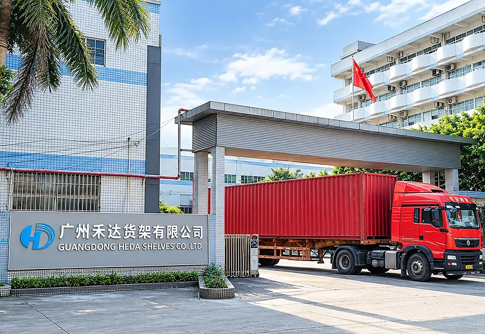 Centro logístico e área de expedição da fábrica Guangzhou Heda Shelves Co., Ltd.